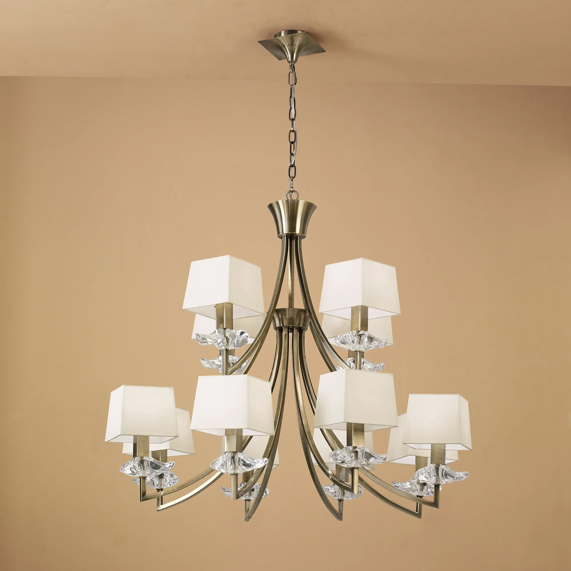 Akira Antique Brass-Cream Ceiling Lights Mantra Multi Arm Fittings